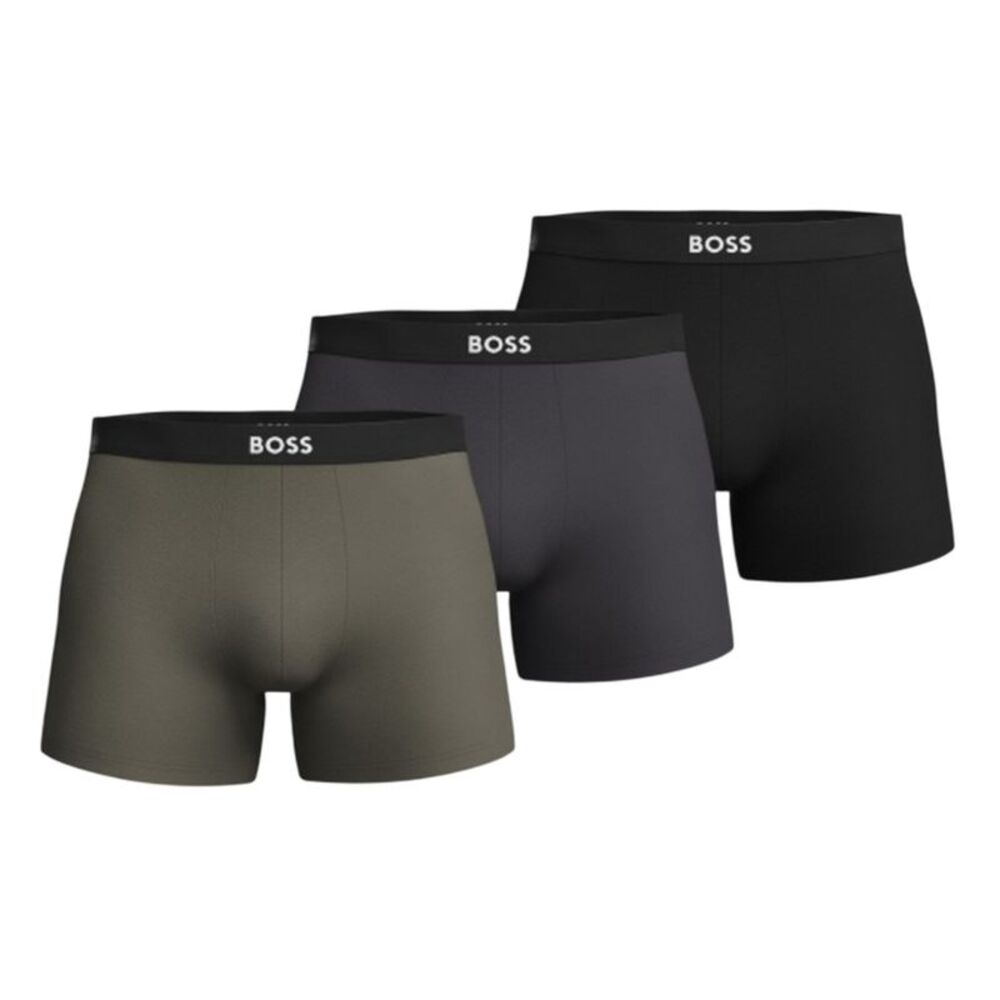 Boss Mens Polycotton Boxer Briefs (Pack of 3) / Charcoal/Green/Navy